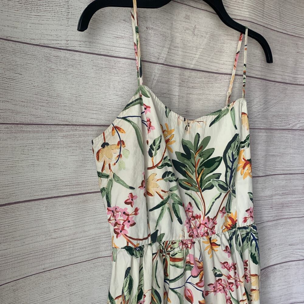 H&M White & Colorful Floral Fit & Flare Mini Dress Adjustable Straps Size Medium - Picture 10 of 11